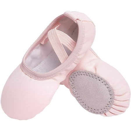 

Girls Canvas Ballet Slippers Flats Leather Soles Dance Shoes for Toddler Little Kid