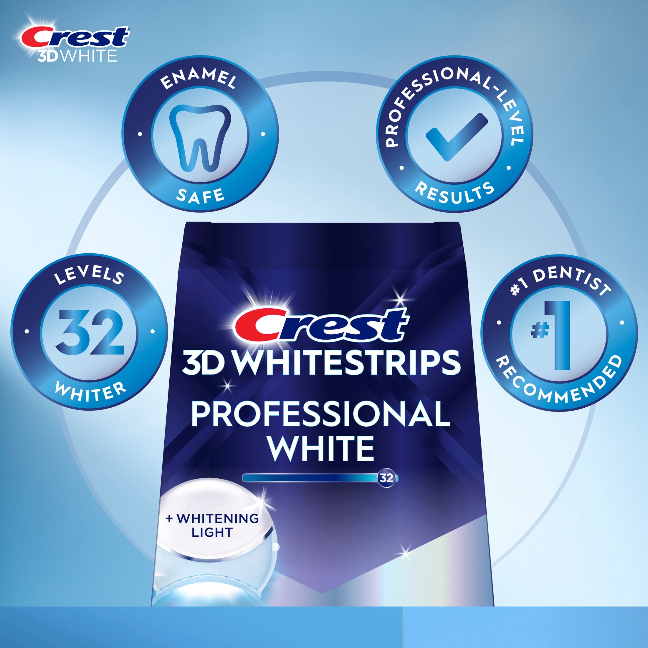 Crest Teeth Whitening Kit, 3D Whitestrips Professional White with Light At-home Teeth Whitening Kit, 19 Treatments, 32 Levels Whiter