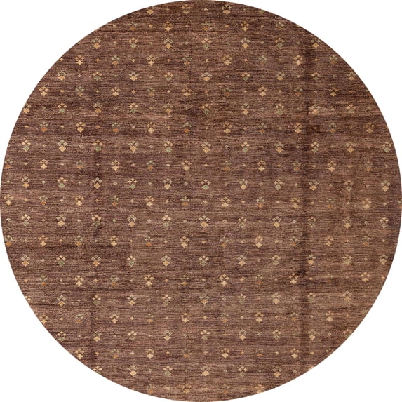 Ahgly Company Machine Washable Indoor Round Abstract Red Brown Area Rugs, 7' Round