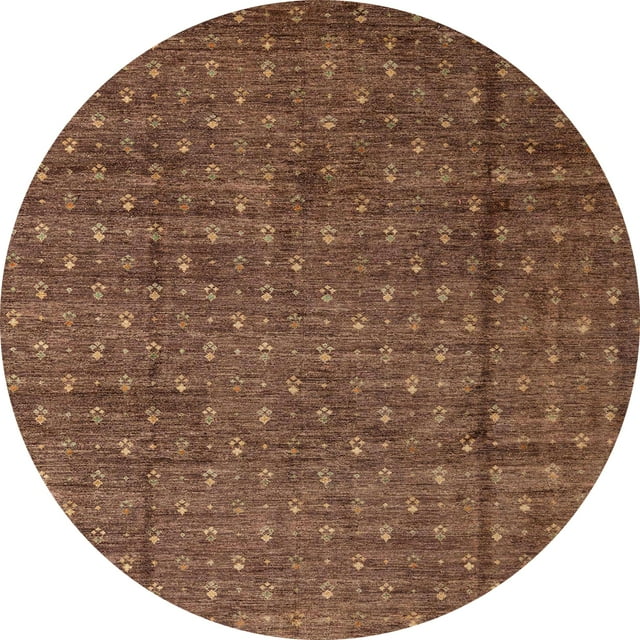 Ahgly Company Machine Washable Indoor Round Abstract Red Brown Area Rugs, 6' Round