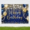 thumbnail image 3 of Blue Gold Happy Birthday Navy Royal Backdrop Men Boy Golden Dot Balloon Diamond Sparkle Cool Bday Party Photography Background Decorations Banner Photo Shoot, 3 of 4