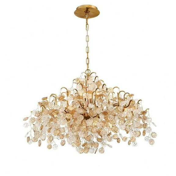 Transitional 8-Light Chandelier with Clear/Amber Hand Pressed Glass-20.5 inches-Chandeliers Bailey Street Home 79-Bel-2041293