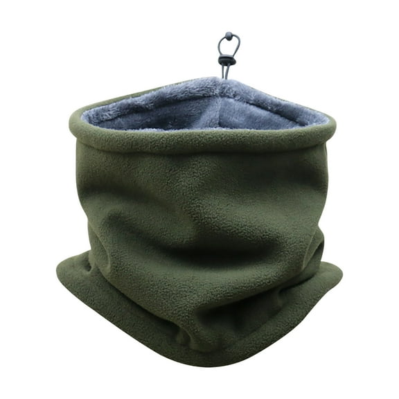 Xfvqtps Loop Scarf for Womens Necks Warmer Fleece Plush Lining Fuzzy Adjustable Drawstring Solid Color Cozy Soft Comfortable Thickened Windproof Coldproof Warm Winter Neck Gaiters Army Green