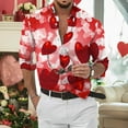 thumbnail image 2 of JLFKNG Mens T-Shirts Short Sleeve Shirts For Men Romantic Valentines Day Love Heart Printed Buttons Up Breathable Shirt Tops Comfy Mens Clothes, 2 of 7