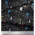 thumbnail image 3 of Soimoi Silk Fabric Spaceship,Star & Satellite Cartoon Print Fabric by The Yard 42 Inch Wide, 3 of 3