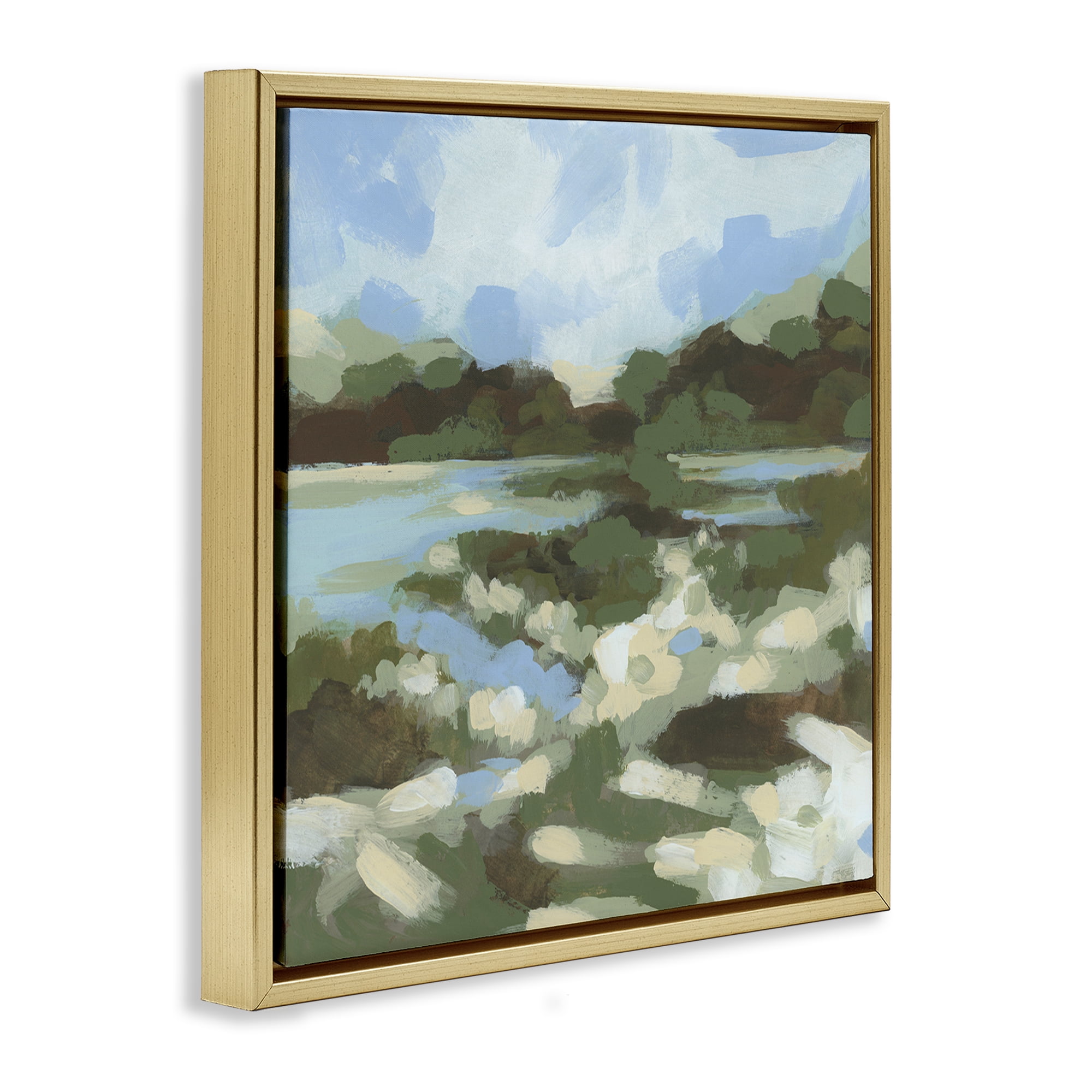 Stupell Industries Fluid Landscape Impression Landscape & Nature Painting Gold Floater Framed Canvas Art Print Wall Art, 18 x 18