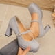 thumbnail image 2 of Los Tacones de los Pies Anchos de las Mujeres de Moda Desgaste Casual Versátil de Gran Tamaño de Bajo Corte Hebilla Correa Dedo Del Pie Tacón Grueso Zapatos de Tacón Alto con Plantillas de Zapato Gru, 2 of 9