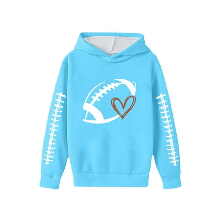 NAFUU Toddler Kids Sweatshirt Rugby With Heart Prints Hooded Sweatshirt Long Sleeve Pullover Casual Playwear Hoodies For Boys Sizes 9-10 Years