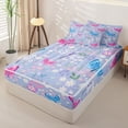 thumbnail image 2 of Erosebridal Pretty Butterfly Pattern Zipper Twin Comforter Sets with Fitted Sheet and 2 Pillowcases,Wild Flower Print Zipper Bedding Set,Blue Pink,Reversible, 2 of 6