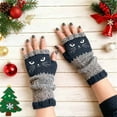 thumbnail image 4 of ManxiVoo Women‘s Touchscreen Knit Gloves with Cat Embroidery Design Casual Warm Fingerless Mitts for Driving and Daily Use Navy, 4 of 9