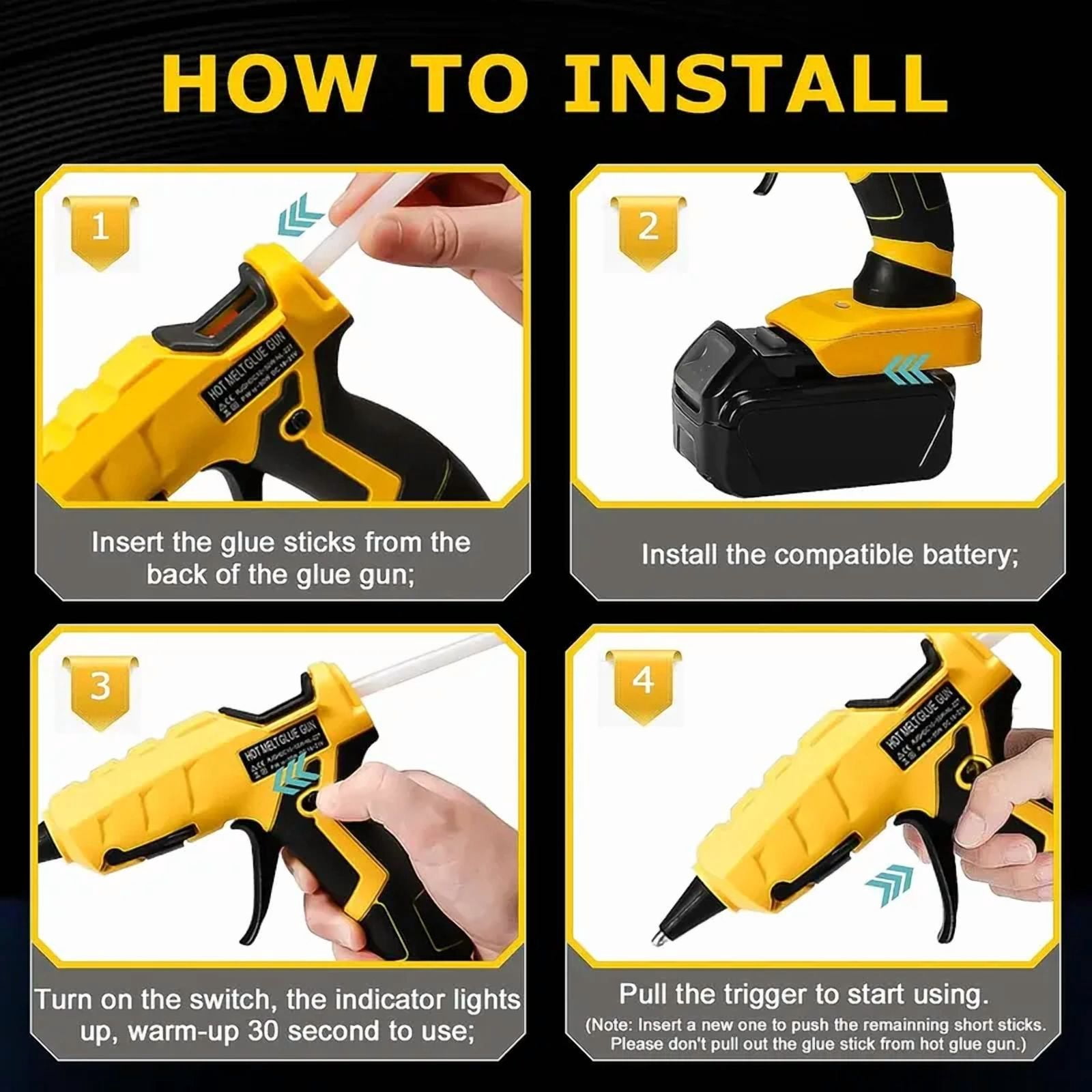 Fast preheating hot glue gun repair tool for Bos*ch 18V Li-ion Battery for hand work DIY