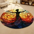 thumbnail image 4 of Moon Phase Mandala Round Area Rug, celestial circle carpet for living room or studio, soft washable non-slip floor mat, mystical witchy astrology décor accent for night lovers, 4 of 6