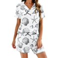 thumbnail image 2 of LIZUOJUN Satin Pajamas for Women Set Short Sleeve Shorts Sleepwear 2 Piece Lounge Set Breathable Pjs Loungewear Sleepwear - M, 2 of 4