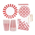 thumbnail image 1 of Juego de vajilla desechable Sunnimix vajilla de fiesta 97 piezas rojo, 1 of 8