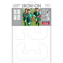 S.E.I. 5-inch Iron-on T-Shirt Numbers, Varsity Number Polyvinyl Heat Transfers, White