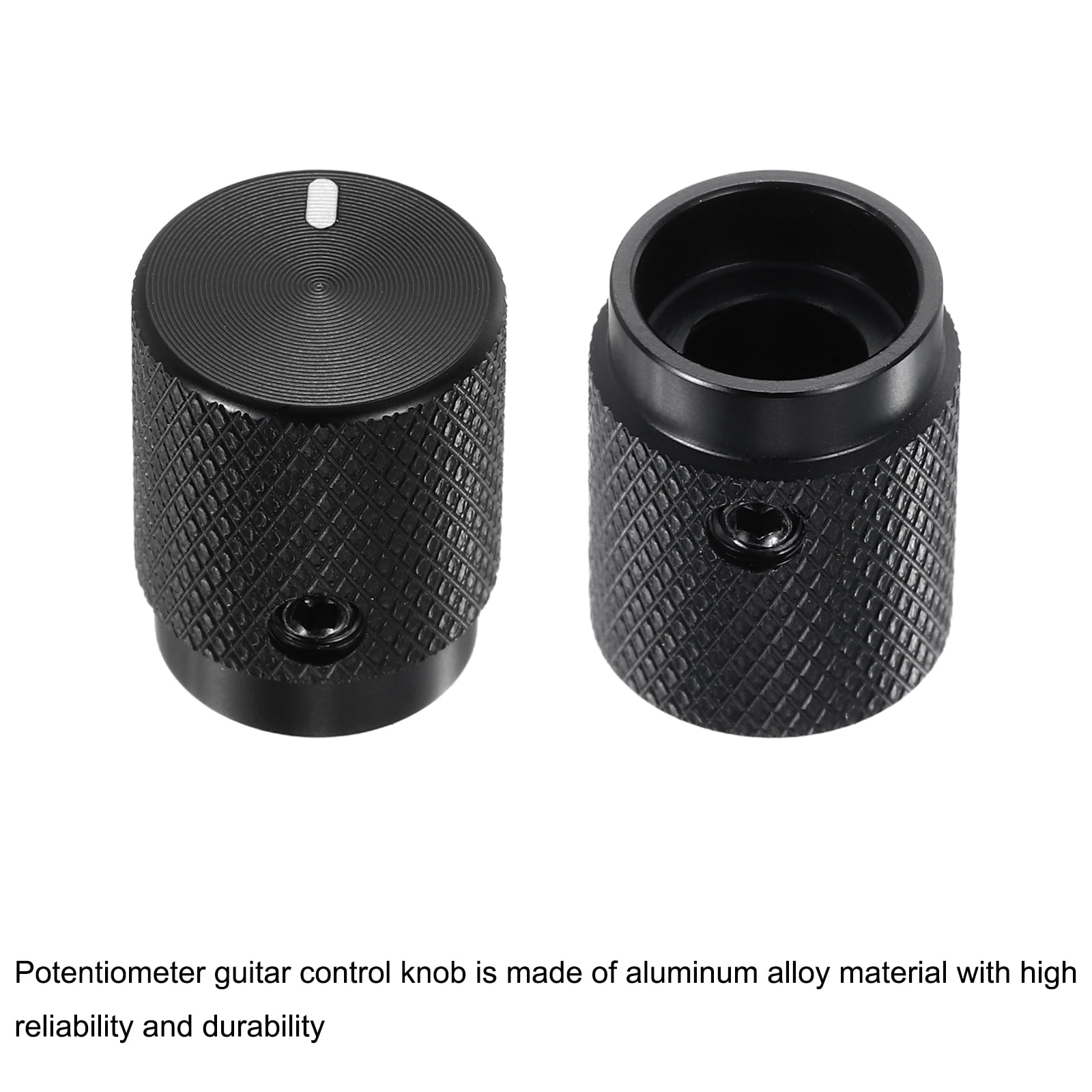 Uxcell 8 Pcs Aluminium Potentiometer Knobs, 1/4"(6mm) IDx1/2"(12.5mm) ODx5/8"(16mm) Height Universal Volume Tone Control Knobs for Guitar, Bass, Oval Indicator, Matte Black