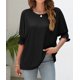 thumbnail image 2 of Camiseta con puños plisados para mujer, jersey de cuello redondo, Tops de media manga, camisetas sueltas informales de uso diario, ropa de calle de tendencia de verano, 2 of 5