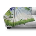 thumbnail image 3 of Vine Soft Flannel Fleece Blanket, Green Rural Countryside Landscape in a Sunny Day Green Branches with Bunch of Grapes, Cozy Plush for Indoor and Outdoor Use, 50" x 60", Multicolor, by Ambesonne, 3 of 6