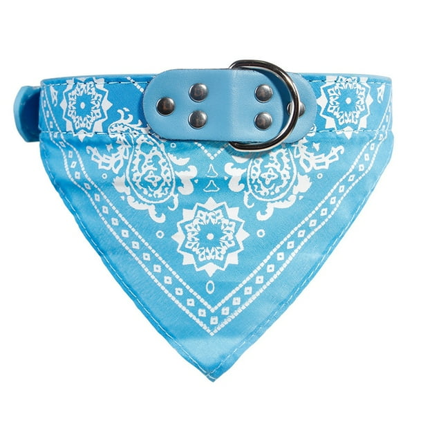 Patrón de estilo étnico Gato Babero para perros pequeños Toalla de saliva Collar ajustable para mascotas (Azul claro S)