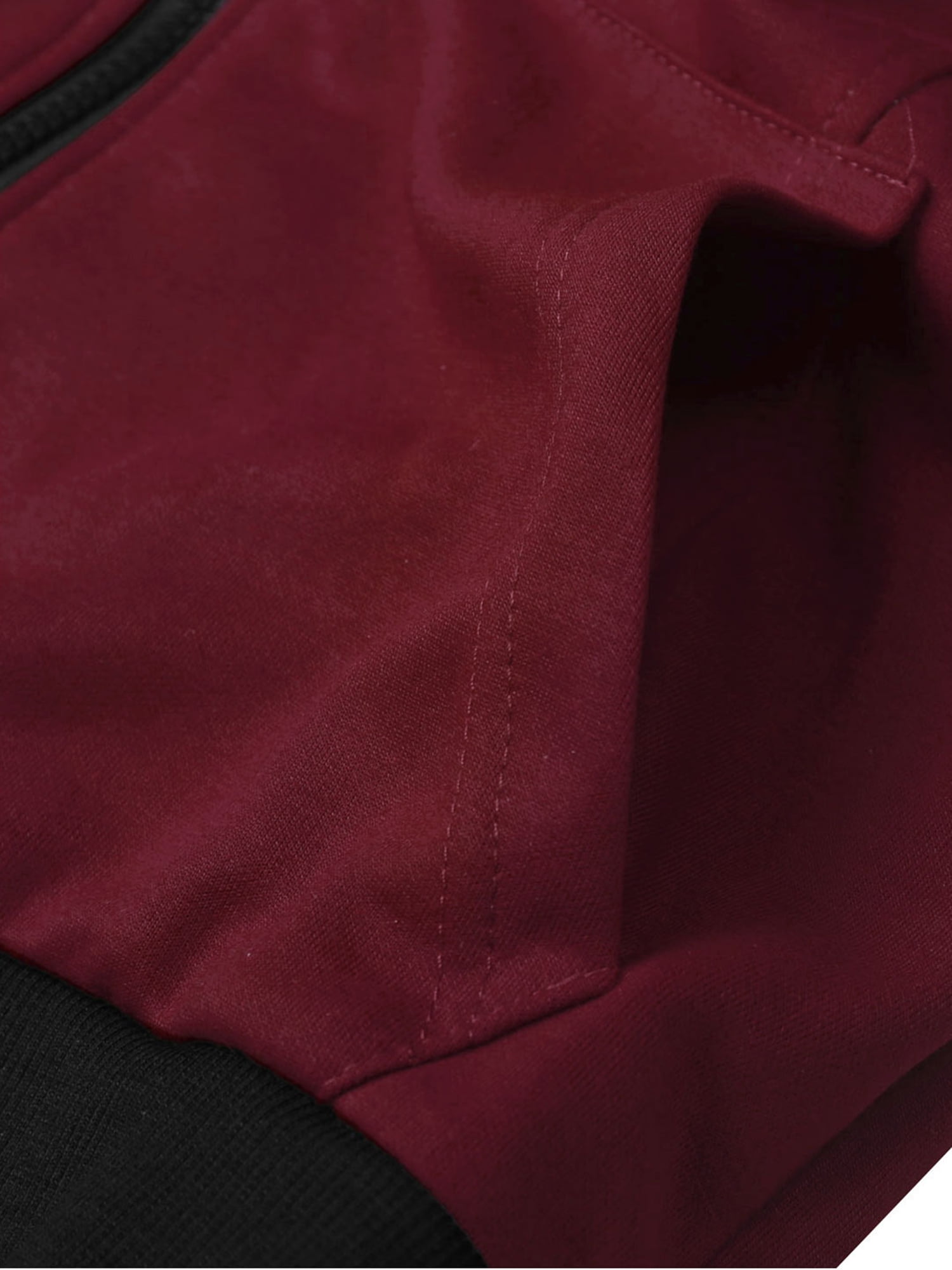 Unique Bargains Men's Sleeveless Zip Up Drawstring Hooded Vest 50 Burgundy