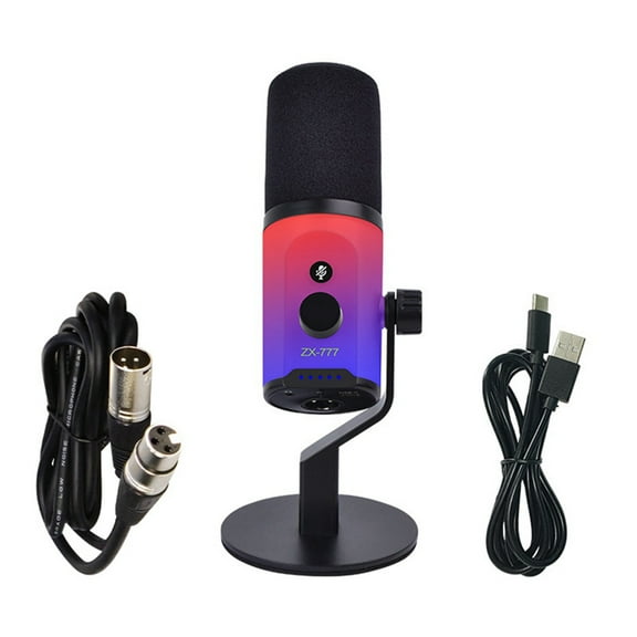 USB/XLR RGB Dynamic Microphone for Podcasting Recording Gaming Live Streaming XLR/USB Dynamic Microphone with XLR Cable