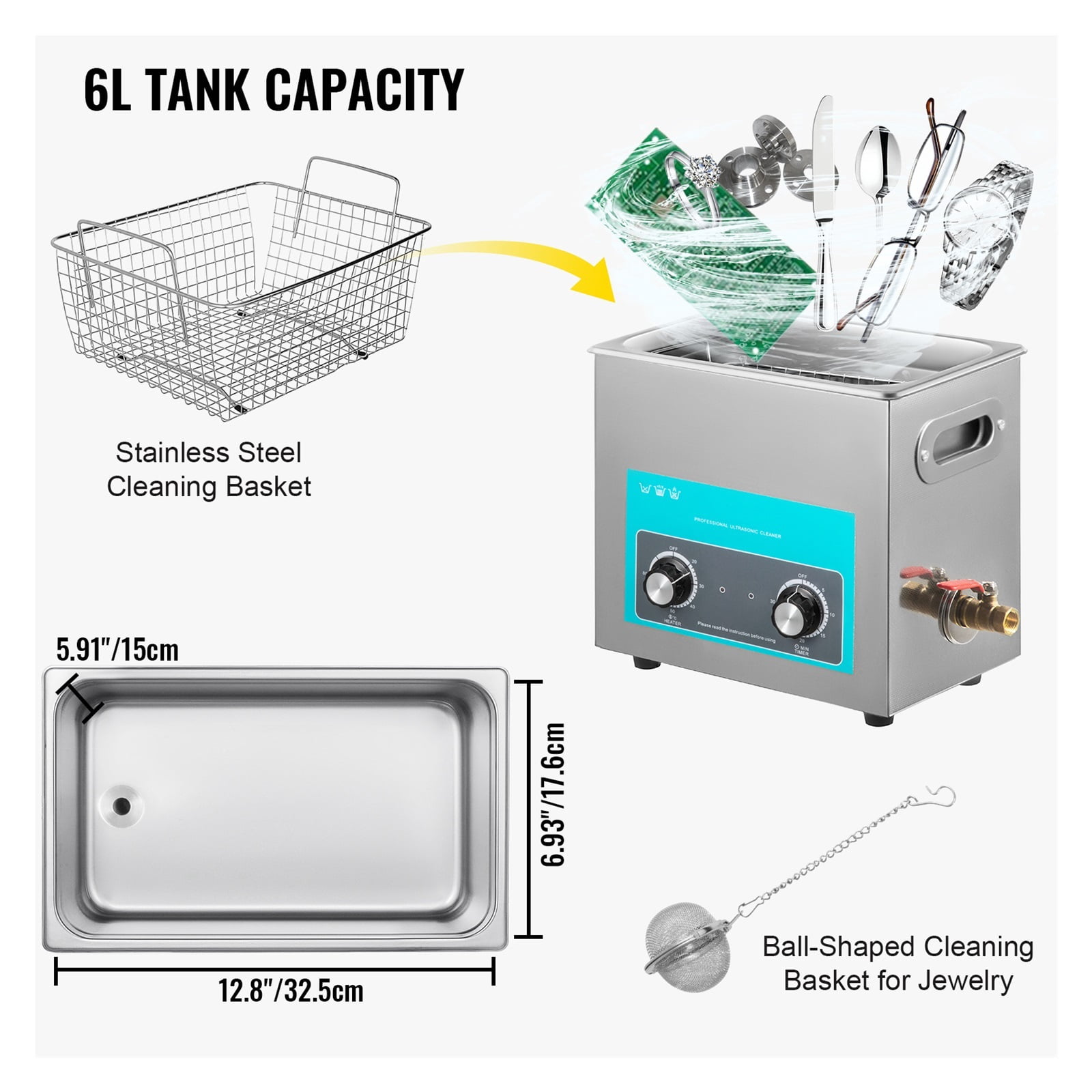 6L Electric Ultrasonic Cleaner Portable Washing Machine Lave-Dishes Ultrasound Home Appliance