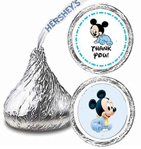 30 Baby Mickey mouse first birthday party stickers 1st favors seals lollipop