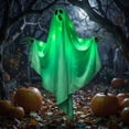 thumbnail image 6 of Halloween Hanging Light up Ghost, 28"x25" White Ghosts with Green LED Light Halloween Hanging Decoration for Front Yard Patio Lawn Garden Party Decor Indoor Outdoor(A), 6 of 7