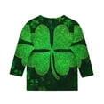 thumbnail image 4 of Posijego T-Shirt Filles Garçons Fête de la Saint-Patrick Manches 3/4 Col Rond Graphique Tee Ample Décontracté, 4 of 5