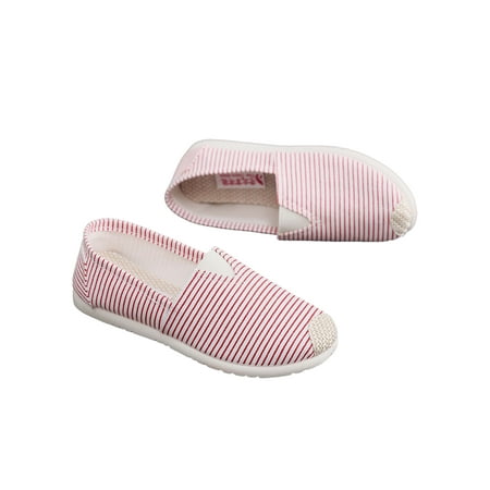 

Sanviglor Ladies Canvas Shoes Slip-On Flats Striped Loafers Driving Comfort Lightweight Casual Shoe Breathable Floral Espadrilles Pinstripes Red 8.5