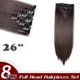 thumbnail image 2 of Extensions de Cheveux Droites à Clip Complet Synthétiques 8 Pcs 18 Clips pour Femmes, 2 of 5