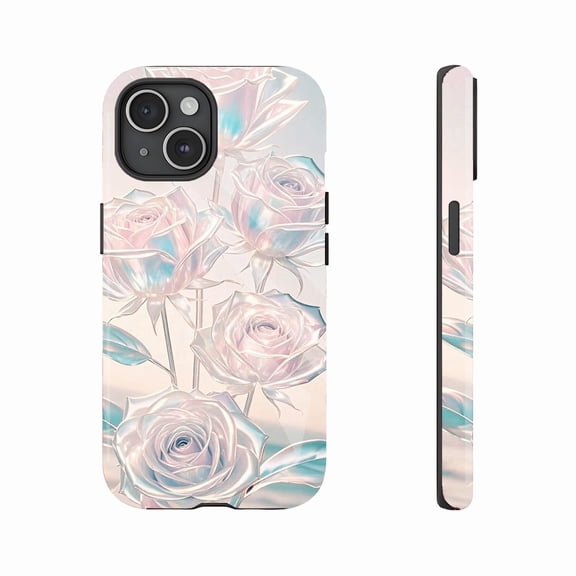 Elegant Gradient Rose Phone Case for Women with Anti-Slip Shockproof Design, Compatible with iPhone 11/12/13/14/15/16 (Pro Max/Plus)