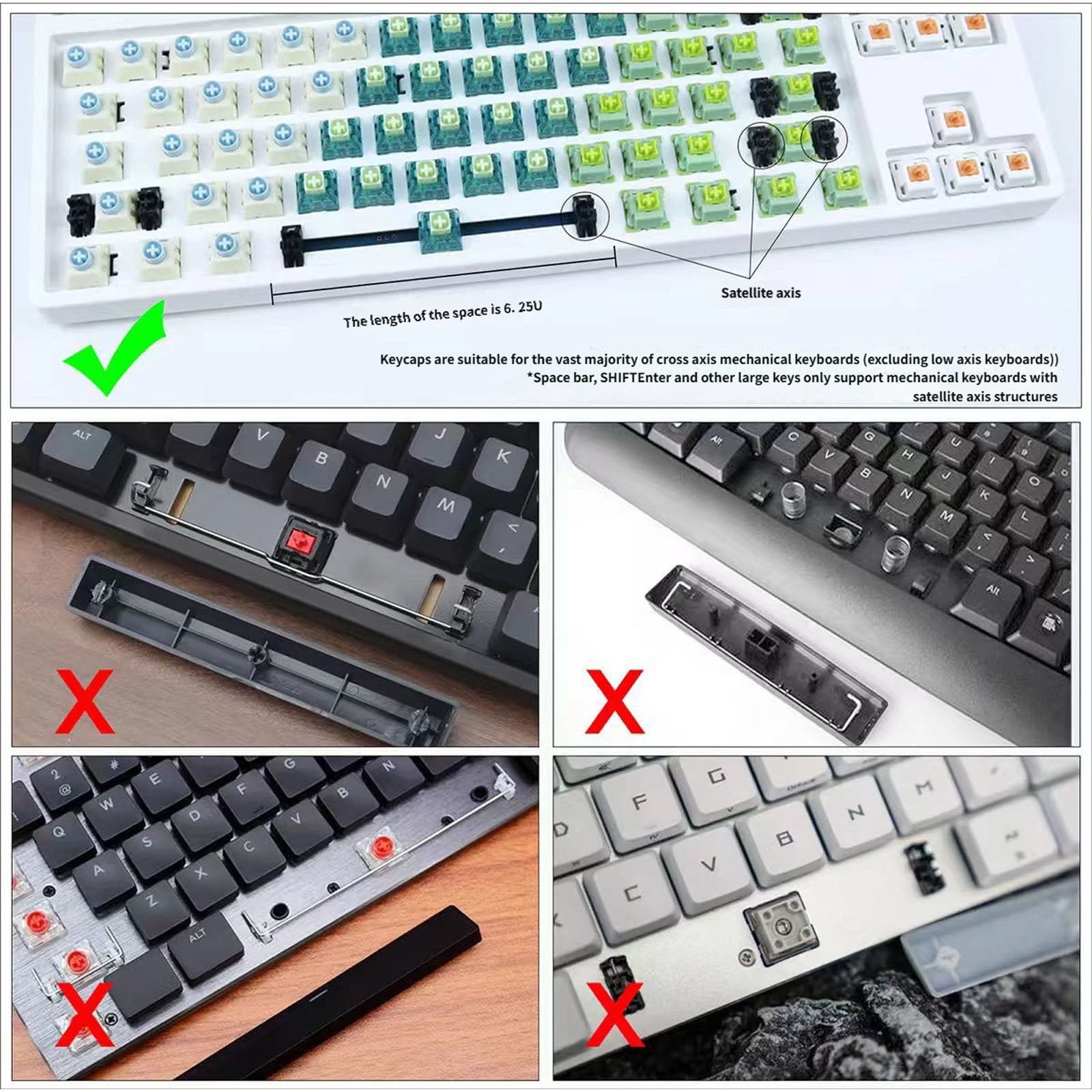 MAO Ergonomic Profile 119 Key Keycap Set In Frosted Jelly Finish With Side Printed Characters For Gaming Keyboards