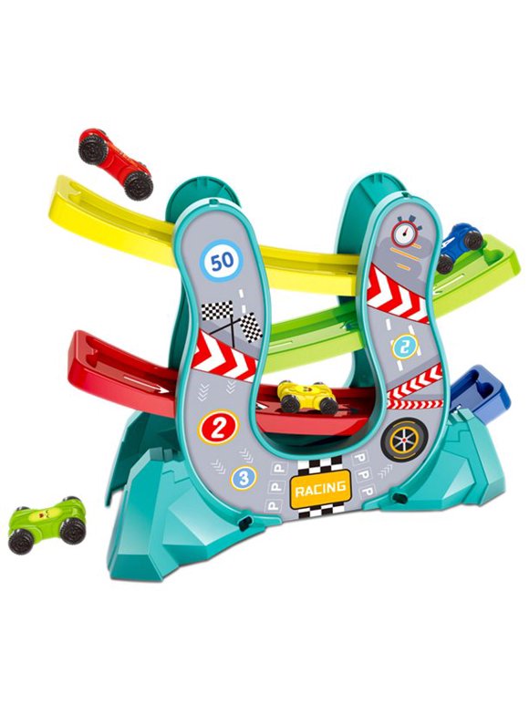Car Ramp Toys for Toddlers 1 2 3 Year Old Boy, Race Track Car Toy for Toddler Age 2-4 Boy with 4 Car, Race Track Gift for Kids