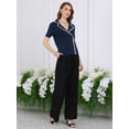 thumbnail image 3 of DARING DIVA Women's Short Sleeve Contrast Color Knit Sweater Cardigan XL Dark Blue, 3 of 6