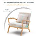 thumbnail image 4 of JULY'S SONG Mid Century Modern Accent Chair with Pillow, Linen Upholstered Reading Chair with Wood Frame, 25.6" W Arm Chairs in Living Room,Beige-Curved Armrest, 4 of 8