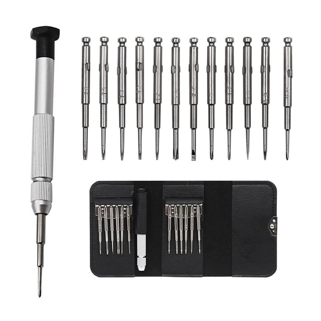 FRCOLOR mini screwdriver set 1 Set/13pcs Precision Screwdriver Set Electronics Product Repair Tool Kit with Leather Bag for Repairing Use,3.46"X0.39"X0.39"