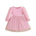 thumbnail image 2 of Cowsor Little Girls Long Sleeve Ruffle Cap Sleeve Round Neck Dress Sparkly Star Tulle Puff Gown Cute Princess Outfit for 3 to 10 Years Old Kids Special Occasions, 2 of 7
