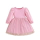 thumbnail image 1 of Vestido de cuello redondo y manga larga para niñas Vestido de cuello redondo y manga larga para niñas Falda de malla elegante Vestido de princesa elegante para niñas pequeñas Vestido de poliéster para, 1 of 8