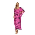 thumbnail image 4 of Beautybatik Fuchsia Women Hippie Tie Dye Caftan Kaftan Loungewear Maxi Plus Size Long Dress 4X, 4 of 6