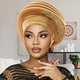thumbnail image 2 of Slccxzc Gold Accent Pre Tied Turban Hat, Twisted Braid Head Wrap for Women, 2 of 7