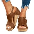 thumbnail image 3 of Women's Sandals Comfortable Beach Shoes Casual Wedges Open Toe Summer Style Hook Loop Design, 3 of 6