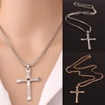 thumbnail image 2 of Collier Pendentif Croix Classique Hommes Cristal Strass Collier Bijoux, 2 of 8