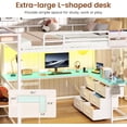 thumbnail image 5 of Twin Loft Bed with Led Lights, Safety Guard & Ladder, Modern Metal Twin Loft Bed Frame with L-Shaped Desk and 8 Drawers for Bedroom, 5 of 8