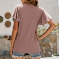 thumbnail image 7 of Summer Tops for Women Round Neck Ruffle Sleeve Cutout Trendy Shirts Solid Color Casual Summer Tunic Top Blouses, 7 of 7
