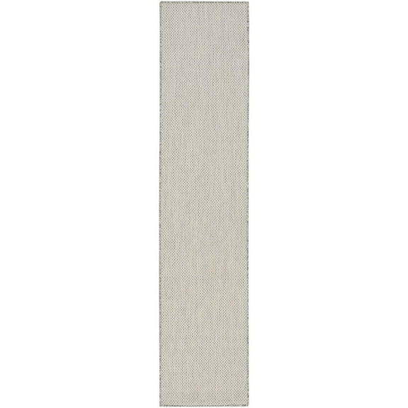 Nourison Courtyard 10' Runner Ivory Silver Fabric Modern Area Rug (10' Runner)