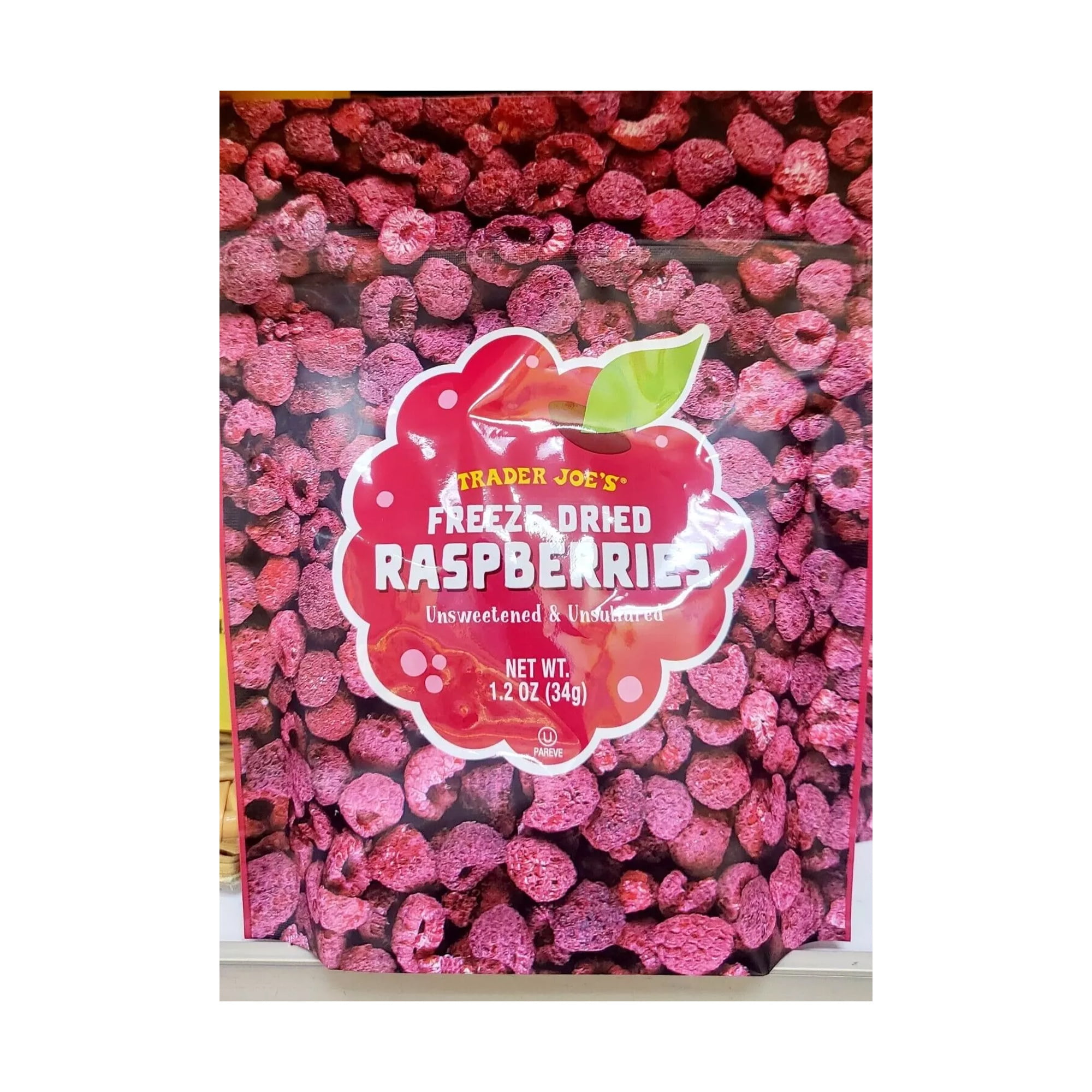 Trader Joe’s Freeze Dried Fruit RASPBERRY - Unsweetened & Unsultared, 6 Pack, 0.449 Lb