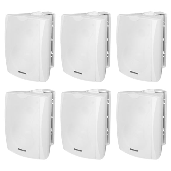 6) Rockville WET-6W 70V 6.5" IPX55 White Commercial Indoor/Outdoor Wall Speakers