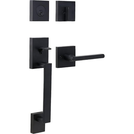 

HUIXIAN Brookside(02880-252FR2D) Single Cylinder Low Profile Front Lock Handleset with Door Handle Lever Matte Black