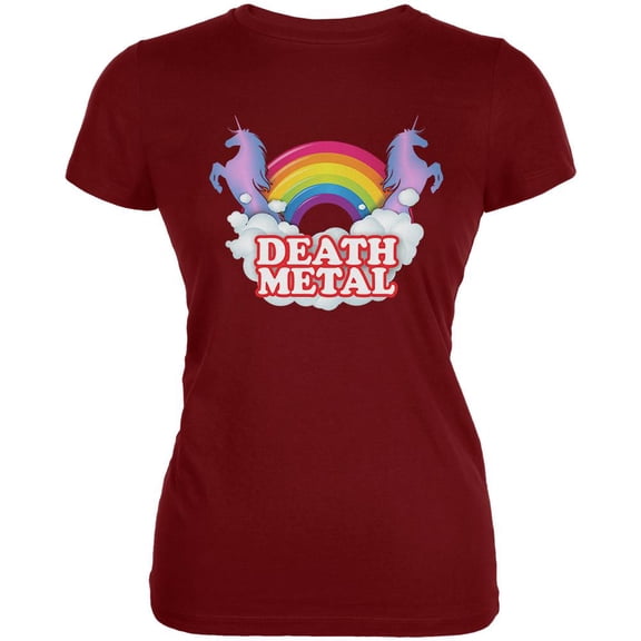 Death Metal Rainbow Juniors Soft T Shirt Garnet Red SM